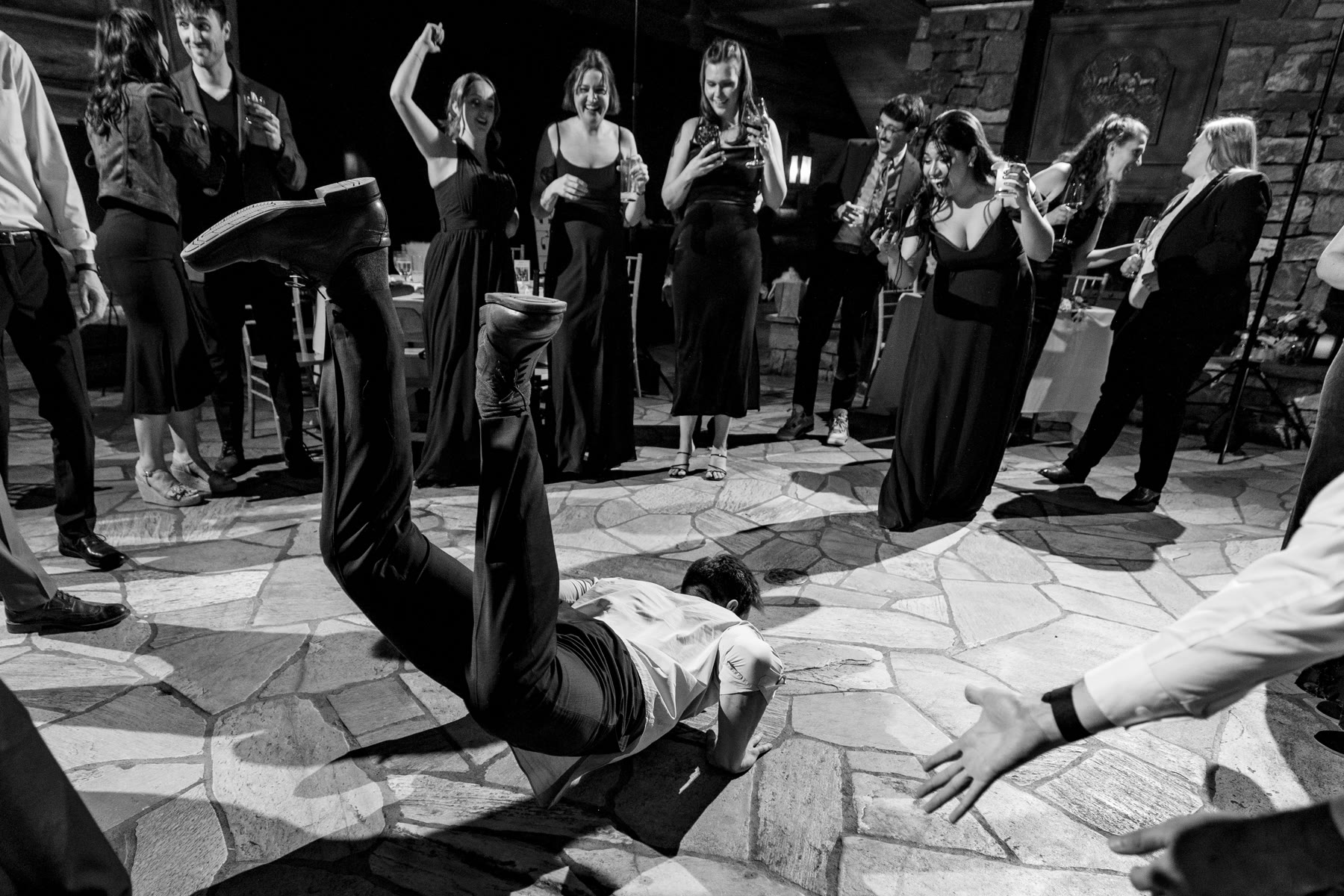 Breakdancing on the flagstone at Mountain Lodge Telluride